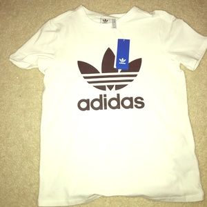 Adidas white trefoil t shirt size medium